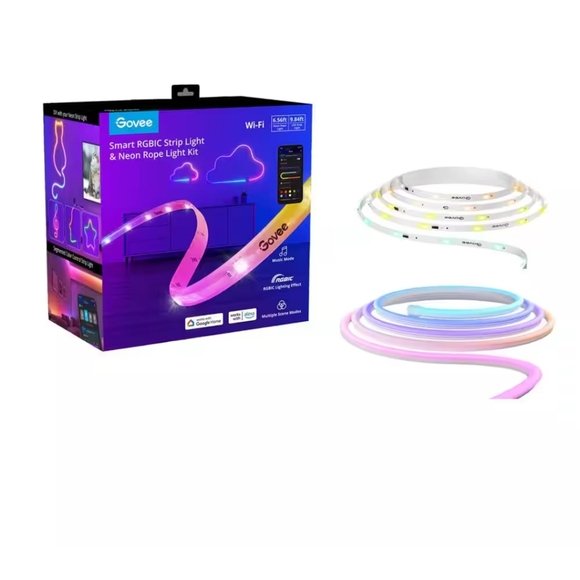 Govee Other - RGBIC Smart 9.8 ft. Strip Light and 6.5 ft. Neon Rope Light Kit